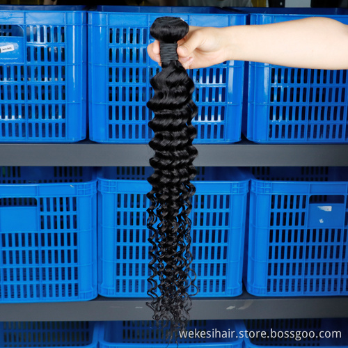 Wekesi 10A Grade Unprocessed Peruvian Hair Deep Wave Weft Virgin Peruvian Human Hair Bundles In China Overnight Shipping
